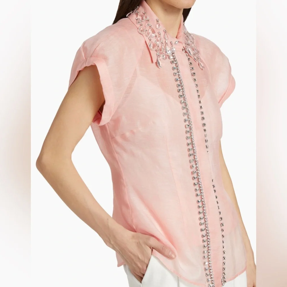 Zimmerman 🩷 Matchmaker Diamante Linen Blouse - Picture 3 of 12